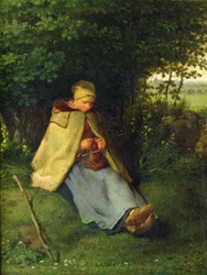 A Knitter or a Seated Shepherdess Knitting